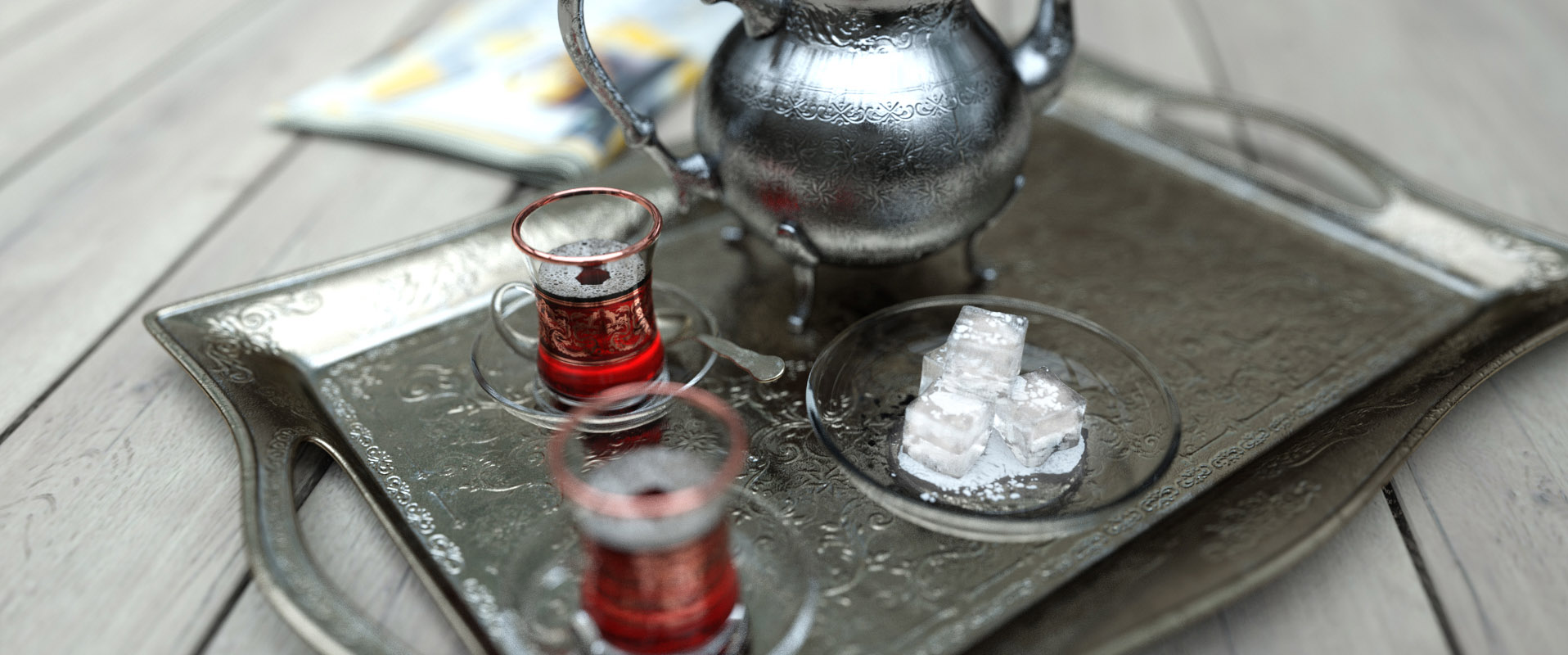 Tea and Glasses Rendering