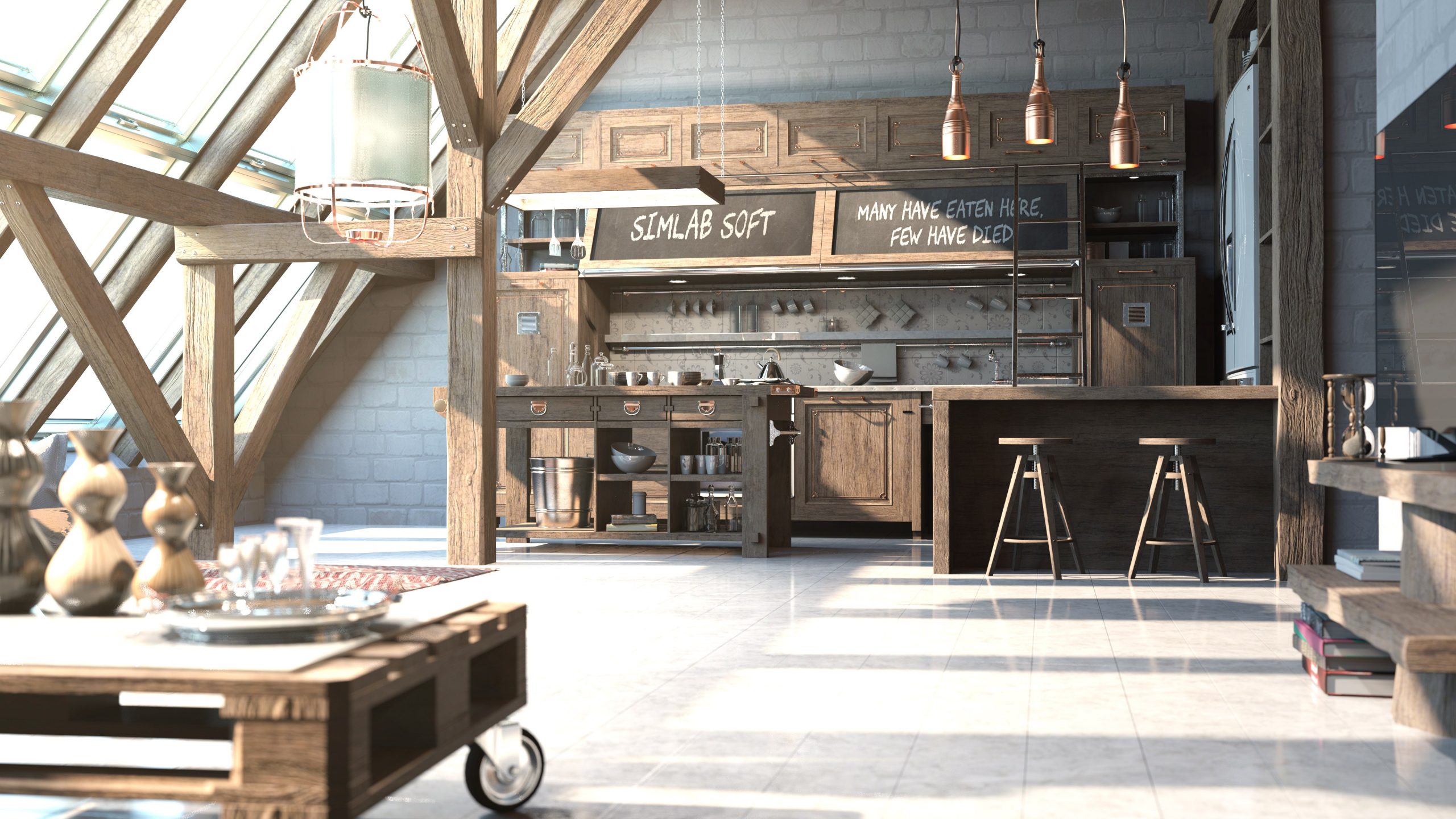 Rendered Large Kitchen