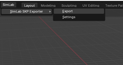 SimLab SketchUp SKP Exporter panel in Blender 5 interface