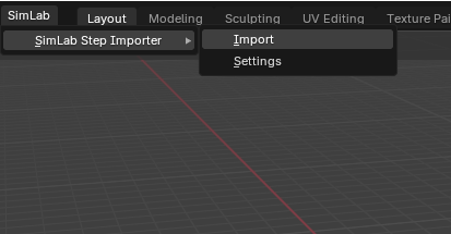 SimLab STEP importer interface in Blender - CAD workflow setup